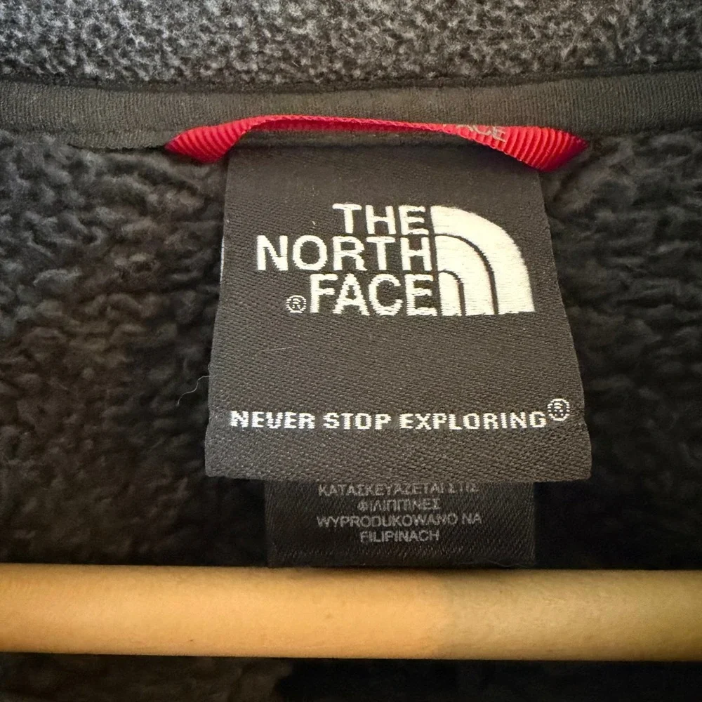 The North Face Mens Grey Full Zip Fleece Jacket Mock Neck Chest Pocket L
